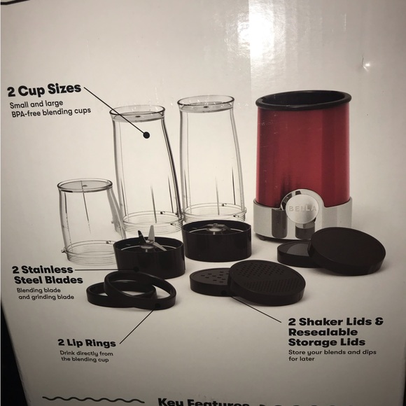 Bella NIB Red Rocket Blender and Attachments - Picture 6 of 13